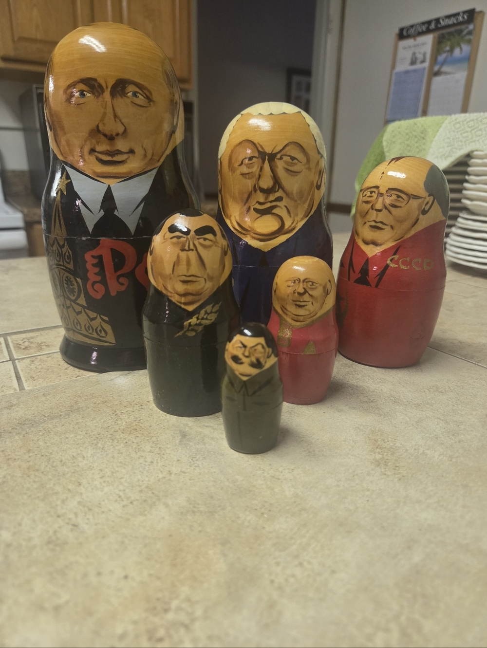 Vintage set Russian  Nesting Matryoshka Dolls - Hand Painted Political Figures